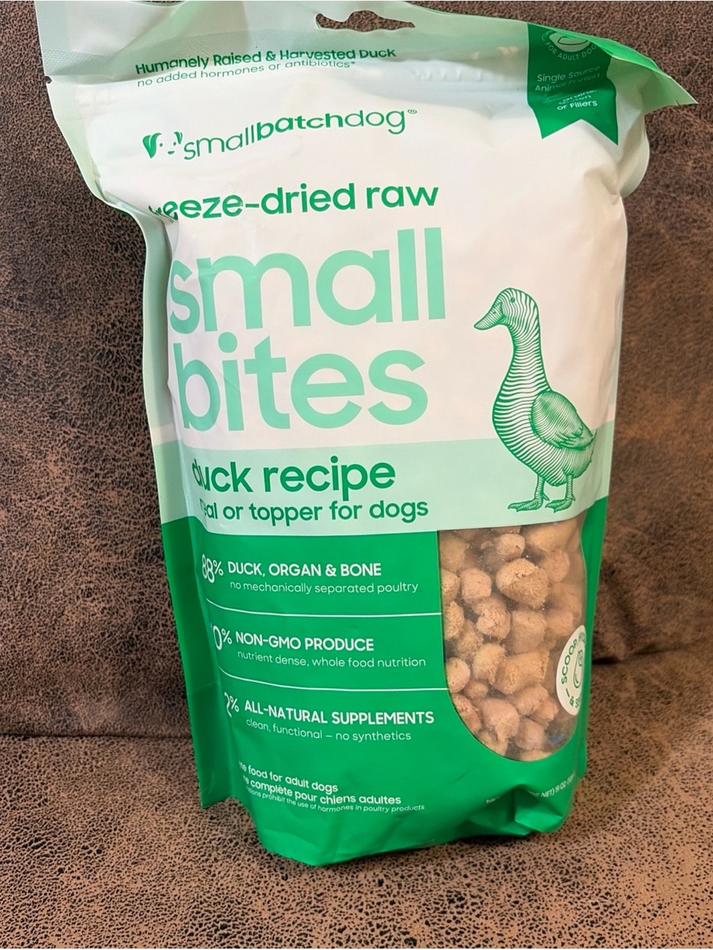smallbatch Freeze-Dried Raw Dog Food, Duck, Grain-Free Small Bites, 19 oz